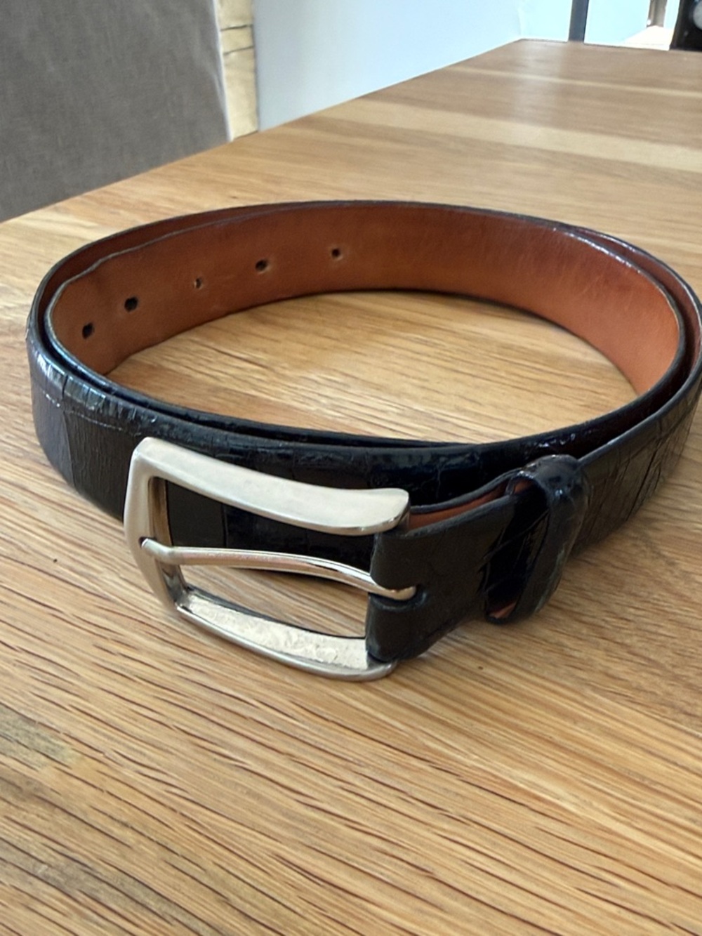 Martin Dingman Black Louisiana Alligator Mens Belt Silver Buckle 36” $600 MSRP